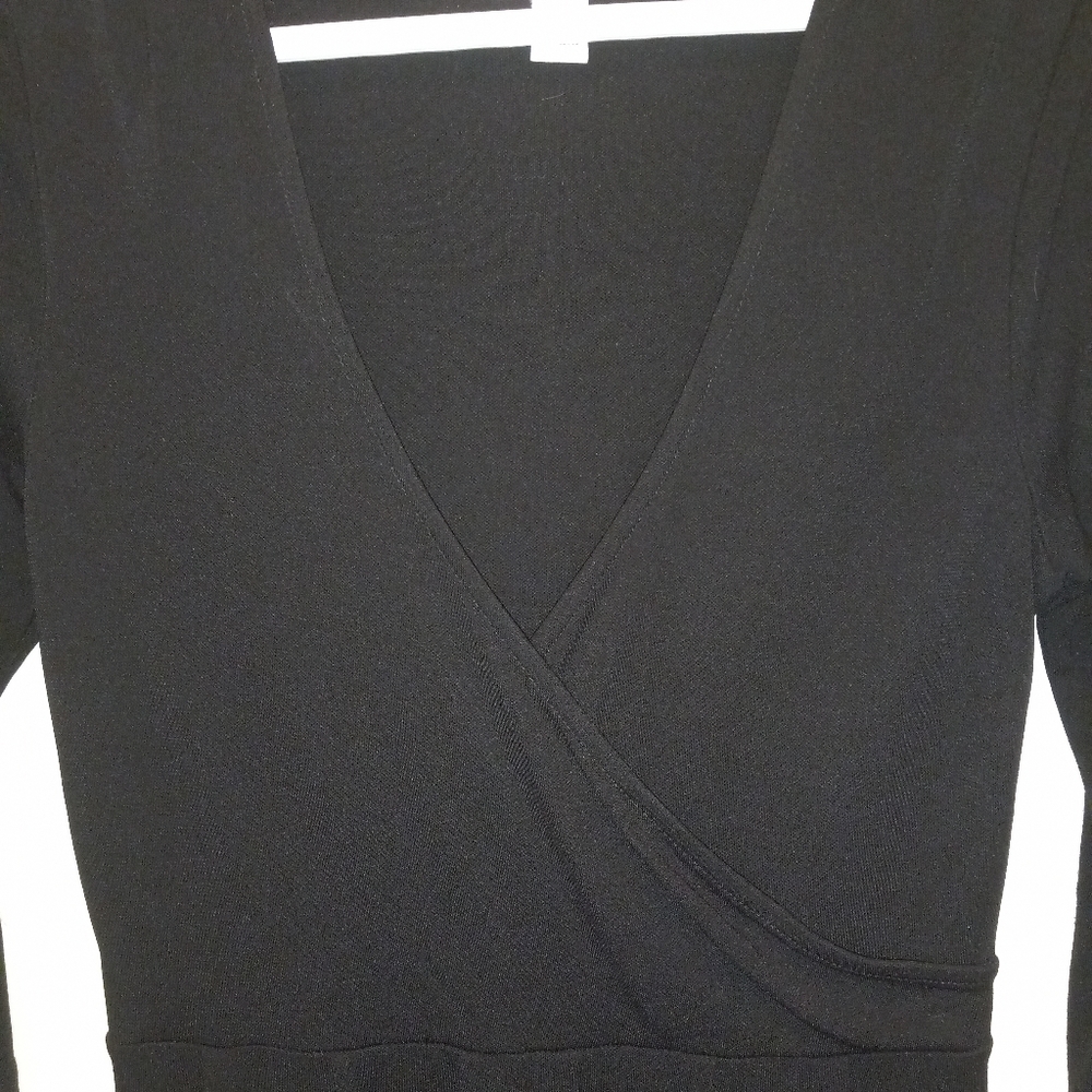 Calvin Klein Faux Wraparound Black Dress - Picture 2 of 5